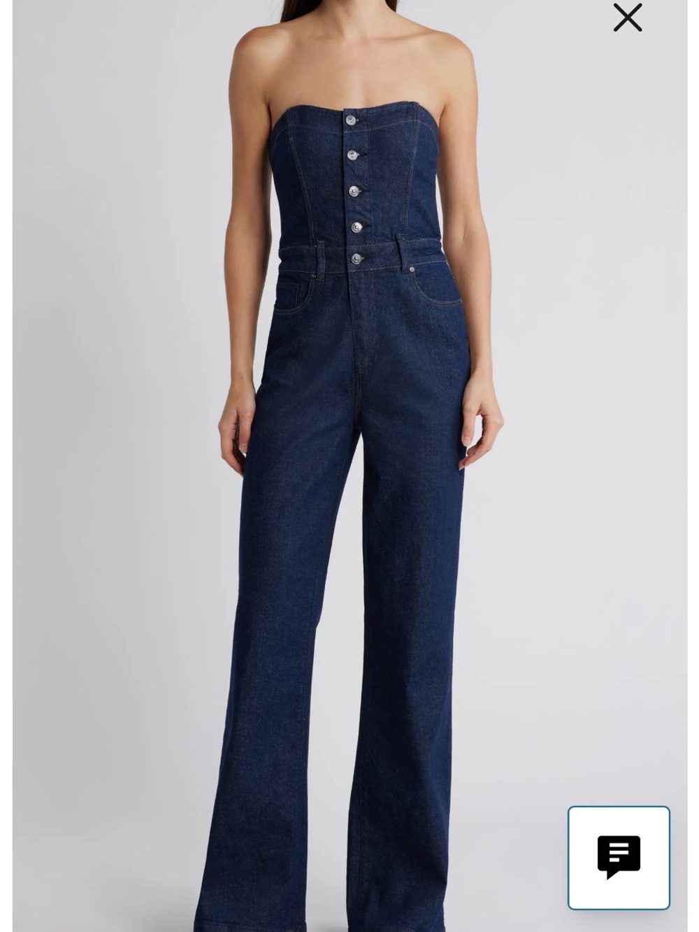Paige Strapless Dark Blue Denim Jumpsuit Jeans